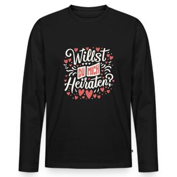 Willst du mich heiraten - Männer Premium Bio Langarmshirt - Schwarz - Vorne - Nico (187cm)