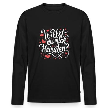 Willst du mich heiraten - Männer Premium Bio Langarmshirt - Schwarz - Vorne - Nico (187cm)