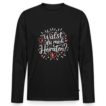 Willst du mich heiraten - Männer Premium Bio Langarmshirt - Schwarz - Vorne - Nico (187cm)