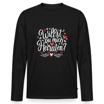 Willst du mich heiraten - Männer Premium Bio Langarmshirt - Schwarz - Vorne - Nico (187cm)