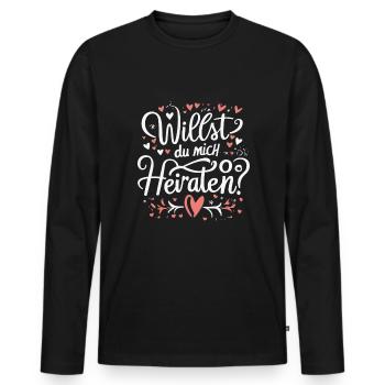 Willst du mich heiraten - Männer Premium Bio Langarmshirt - Schwarz - Vorne - Nico (187cm)