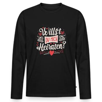 Willst du mich heiraten - Männer Premium Bio Langarmshirt - Schwarz - Vorne - Nico (187cm)
