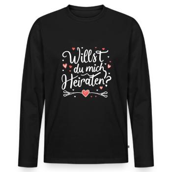Willst du mich heiraten - Männer Premium Bio Langarmshirt - Schwarz - Vorne - Nico (187cm)