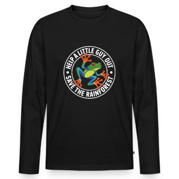 Sauvez la grenouille de la forêt tropicale - T-shirt manches longues Premium bio Homme - noir - Devant - Nico (187cm)