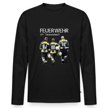 Feuerwehr ist Teamarbeit - Männer Premium Bio Langarmshirt - Schwarz - Vorne - Nico (187cm)