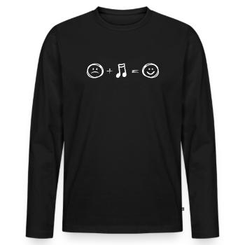 La musique rend heureux - des notes tristes sourient - T-shirt manches longues Premium bio Homme - noir - Devant - Nico (187cm)