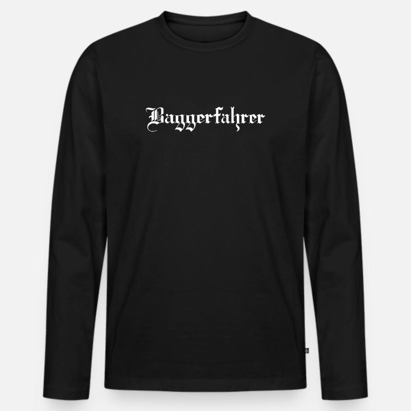 Der Baggerfahrer - Männer Premium Bio Langarmshirt - Schwarz
