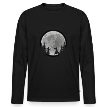 Kendo Bei Nacht - Männer Premium Bio Langarmshirt - Schwarz - Vorne - Nico (187cm)