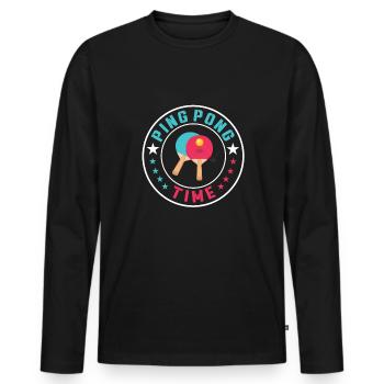 Temps de ping-pong - T-shirt manches longues Premium bio Homme - noir - Devant - Nico (187cm)