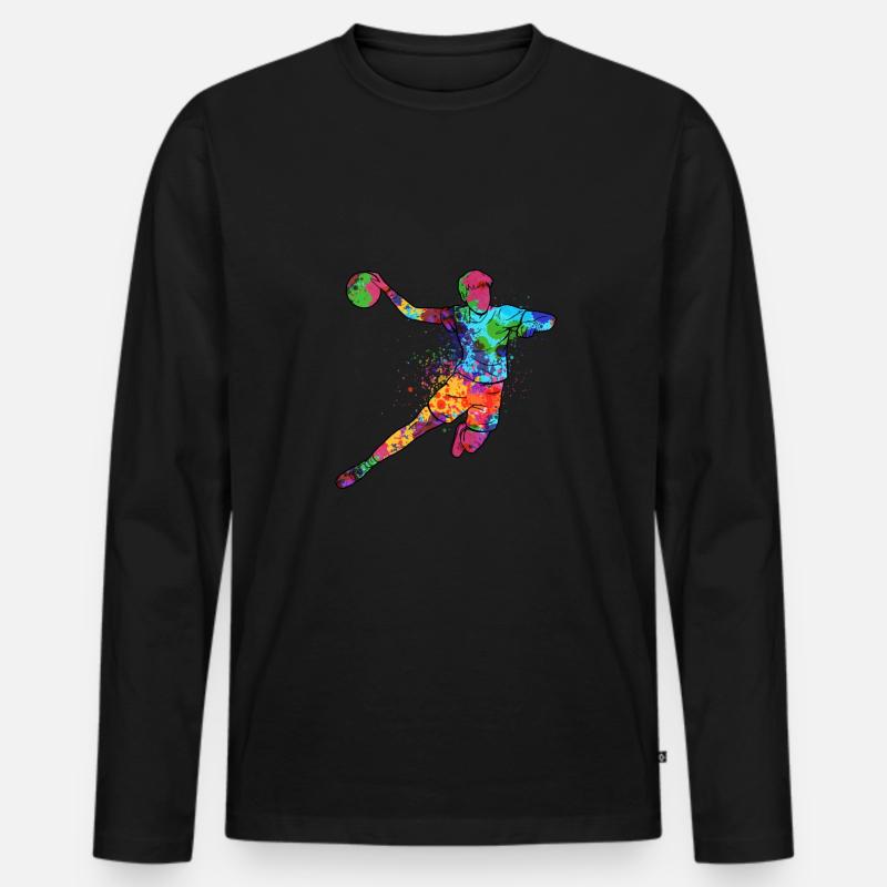 Handball - Männer Premium Bio Langarmshirt - Schwarz