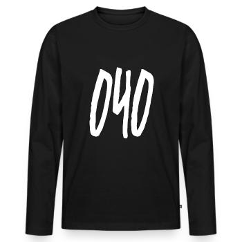 040 Hamburg area code - Men's Premium Organic Long Sleeve Shirt - black - Front - Nico (187cm)
