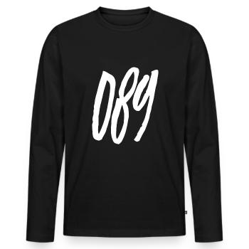 089 Area code Munich - Men's Premium Organic Long Sleeve Shirt - black - Front - Nico (187cm)