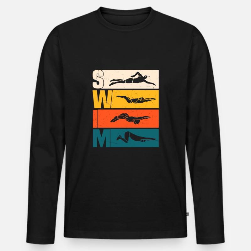 Schwimmen - Männer Premium Bio Langarmshirt - Schwarz