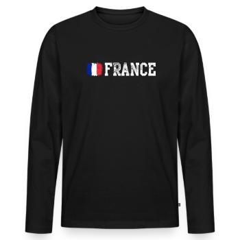 Drapeau national de la France - T-shirt manches longues Premium bio Homme - noir - Devant - Nico (187cm)