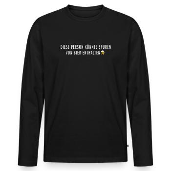 Cette personne pourrait contenir des traces de bière - T-shirt manches longues Premium bio Homme - noir - Devant - Nico (187cm)