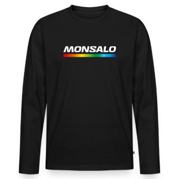 MONSALO – Humorous hijacking of the Salomon logo - Men's Premium Organic Long Sleeve Shirt - black - Front - Nico (187cm)