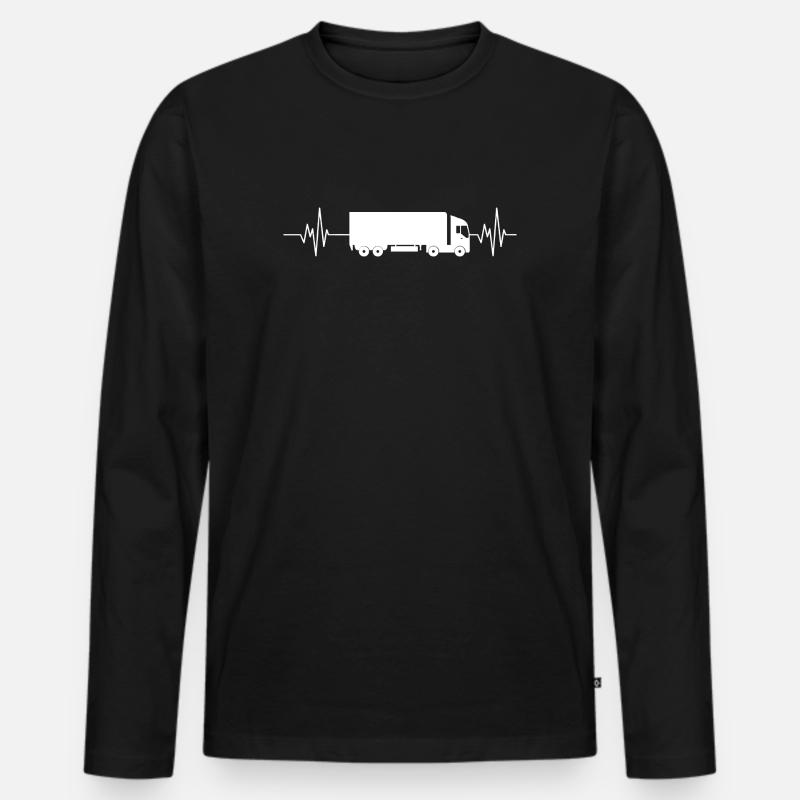 Trucker Heartbeat - Männer Premium Bio Langarmshirt - Schwarz