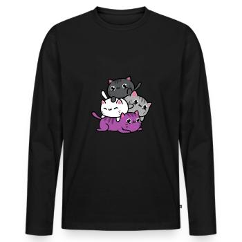 Ace Pride Katzen - Männer Premium Bio Langarmshirt - Schwarz - Vorne - Nico (187cm)