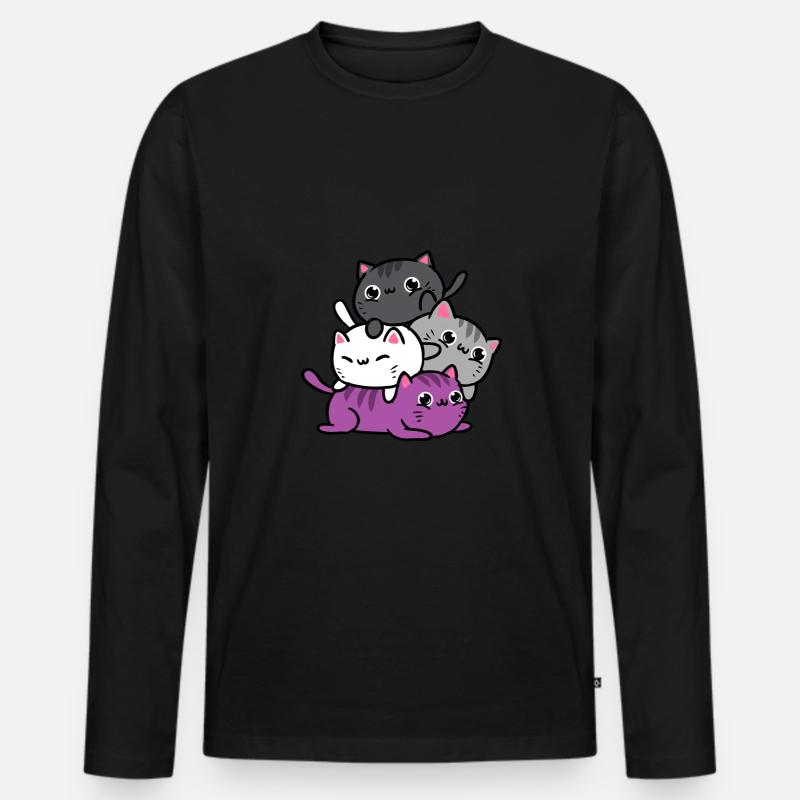 Ace Pride Katzen - Männer Premium Bio Langarmshirt - Schwarz