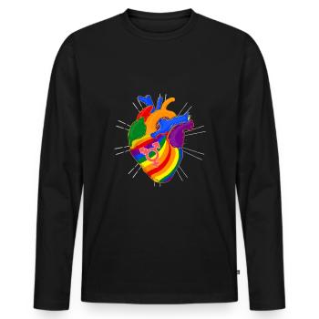 LGBT rainbow heart - Men's Premium Organic Long Sleeve Shirt - black - Front - Nico (187cm)