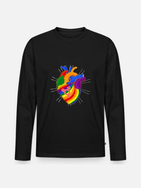 LGBT rainbow heart - Men's Premium Organic Long Sleeve Shirt - black