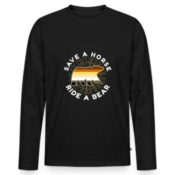 Save A Horse Ride A Bear Gay Bear Pride - Men's Premium Organic Long Sleeve Shirt - black - Front - Nico (187cm)