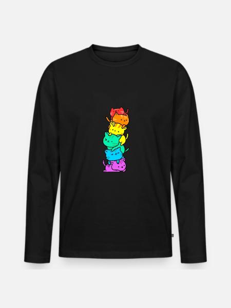 Gay Pride Katzen - Männer Premium Bio Langarmshirt - Schwarz