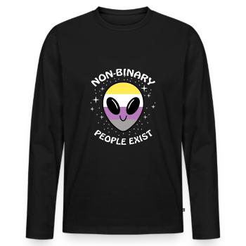 Non-Binary People Exist Nonbinary Pride - Men's Premium Organic Long Sleeve Shirt - black - Front - Nico (187cm)