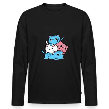 Trans Pride Katzen Geschenk für Transgender - Männer Premium Bio Langarmshirt - Schwarz - Vorne - Nico (187cm)