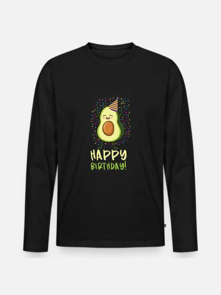 Happy Birthday Avocado für Avocado Geburtstag - Männer Premium Bio Langarmshirt - Schwarz