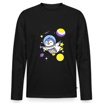 Nonbinary penguin in space Nonbinary Pride - Men's Premium Organic Long Sleeve Shirt - black - Front - Nico (187cm)