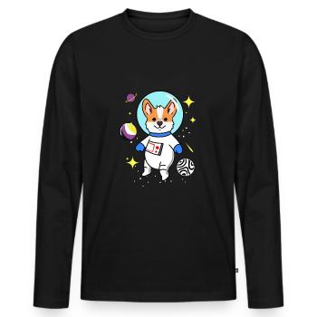 Nonbinary corgi in space Nonbinary Pride - Men's Premium Organic Long Sleeve Shirt - black - Front - Nico (187cm)