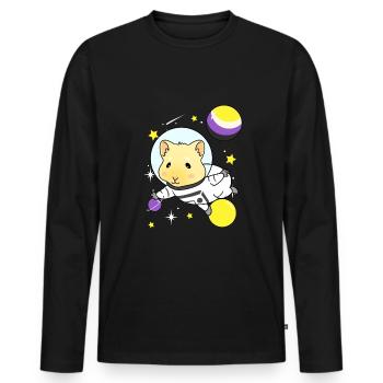 Nonbinary guinea pig Nonbinary Pride - Men's Premium Organic Long Sleeve Shirt - black - Front - Nico (187cm)