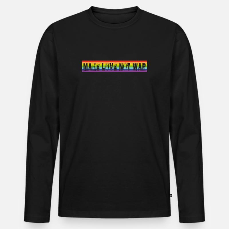 make love not war | rainbow - Männer Premium Bio Langarmshirt - Schwarz