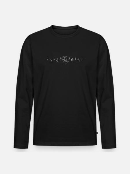 Greek Heartbeat Map - Men's Premium Organic Long Sleeve Shirt - black
