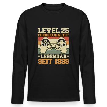 Niveau 25 débloqué Légendaire depuis 1999 - T-shirt manches longues Premium bio Homme - noir - Devant - Nico (187cm)