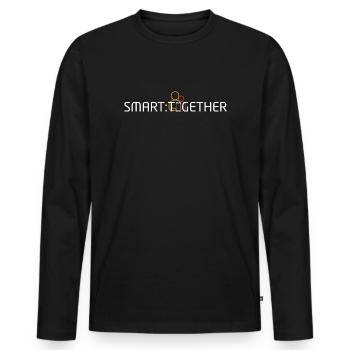 Smart Together weiß - Männer Premium Bio Langarmshirt - Schwarz - Vorne - Nico (187cm)