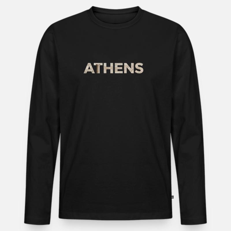 ATHENS – Marble Architectural Typography - Männer Premium Bio Langarmshirt - Schwarz