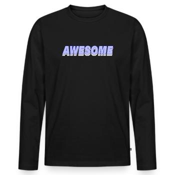 AWESOME - Männer Premium Bio Langarmshirt - Schwarz - Vorne - Nico (187cm)