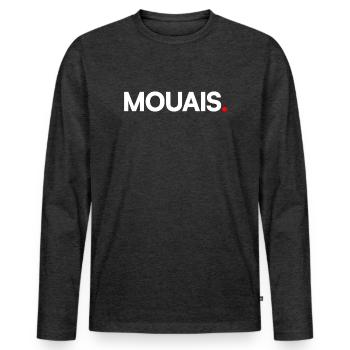 MOUAIS | Réaction humour minimaliste - T-shirt manches longues Premium bio Homme - anthracite chiné - Devant - Nico (187cm)