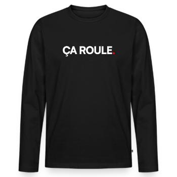 Ça roule - T-shirt manches longues Premium bio Homme - noir - Devant - Nico (187cm)
