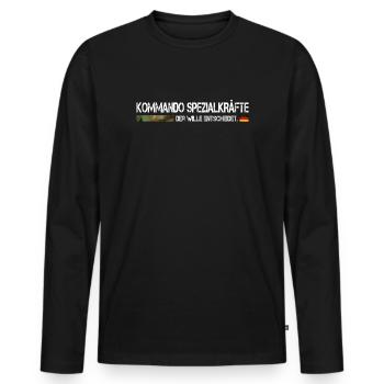 KSK Kommando Spezialkräfte Soldat Bundeswehr - Männer Premium Bio Langarmshirt - Schwarz - Vorne - Nico (187cm)