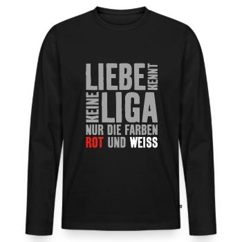 2. LIGA LIEBE KENNT KEINE LIGA - Männer Premium Bio Langarmshirt - Schwarz - Vorne - Nico (187cm)