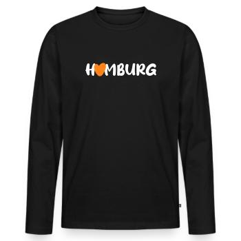 Hamburg Herz Vektor Fan Hafen Tourist Hansestadt - Männer Premium Bio Langarmshirt - Schwarz - Vorne - Nico (187cm)