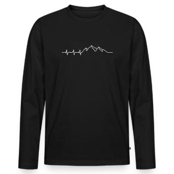 Heartbeat mountain - Men's Premium Organic Long Sleeve Shirt - black - Front - Nico (187cm)