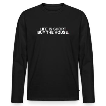 La vie est courte Agent immobilier drôle Agent immobilier - T-shirt manches longues Premium bio Homme - noir - Devant - Nico (187cm)