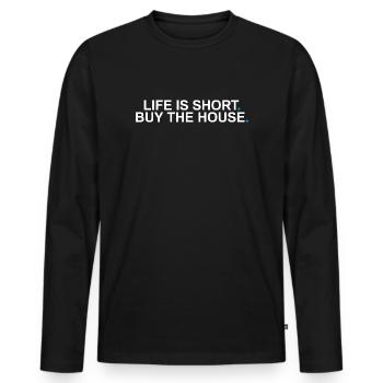 La vie est courte Agent immobilier drôle Agent immobilier - T-shirt manches longues Premium bio Homme - noir - Devant - Nico (187cm)