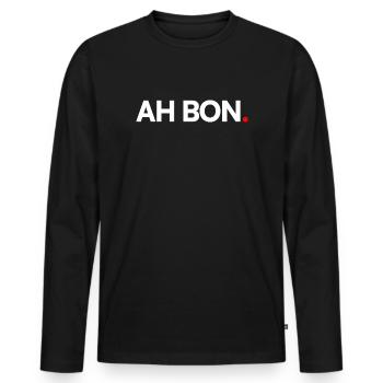 AH BON | Expression humour minimaliste - T-shirt manches longues Premium bio Homme - noir - Devant - Nico (187cm)