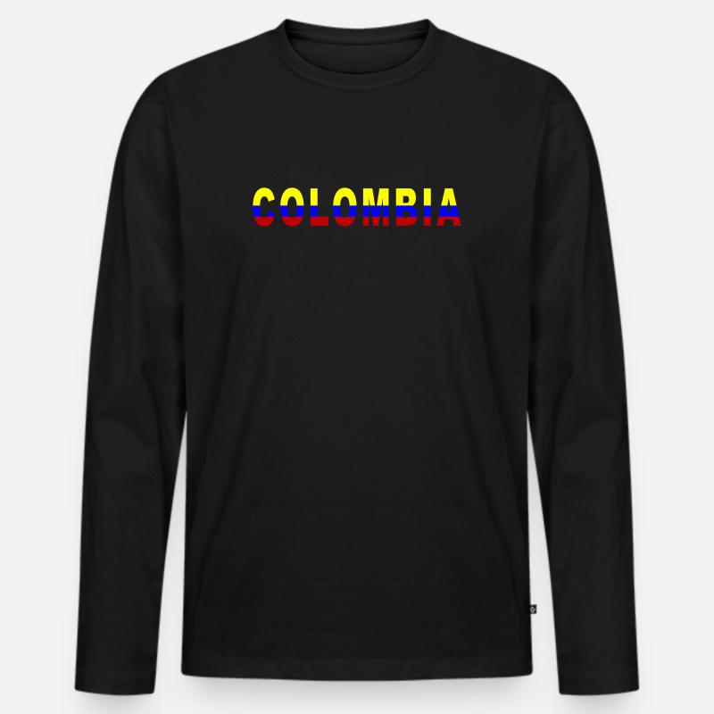 Colombia Design - Männer Premium Bio Langarmshirt - Schwarz