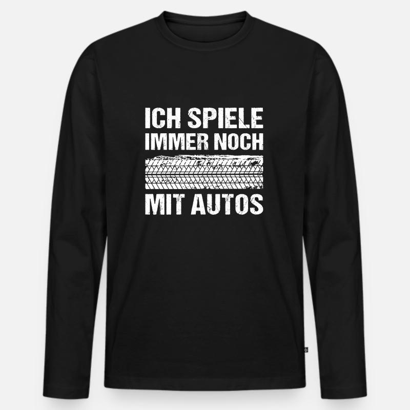 Ich spiele immer noch mit Autos - Männer Premium Bio Langarmshirt - Schwarz